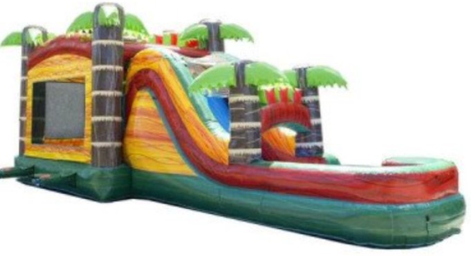 Tropcial Moonwalk Rental/Bouncer With Water Slide in Massachusetts